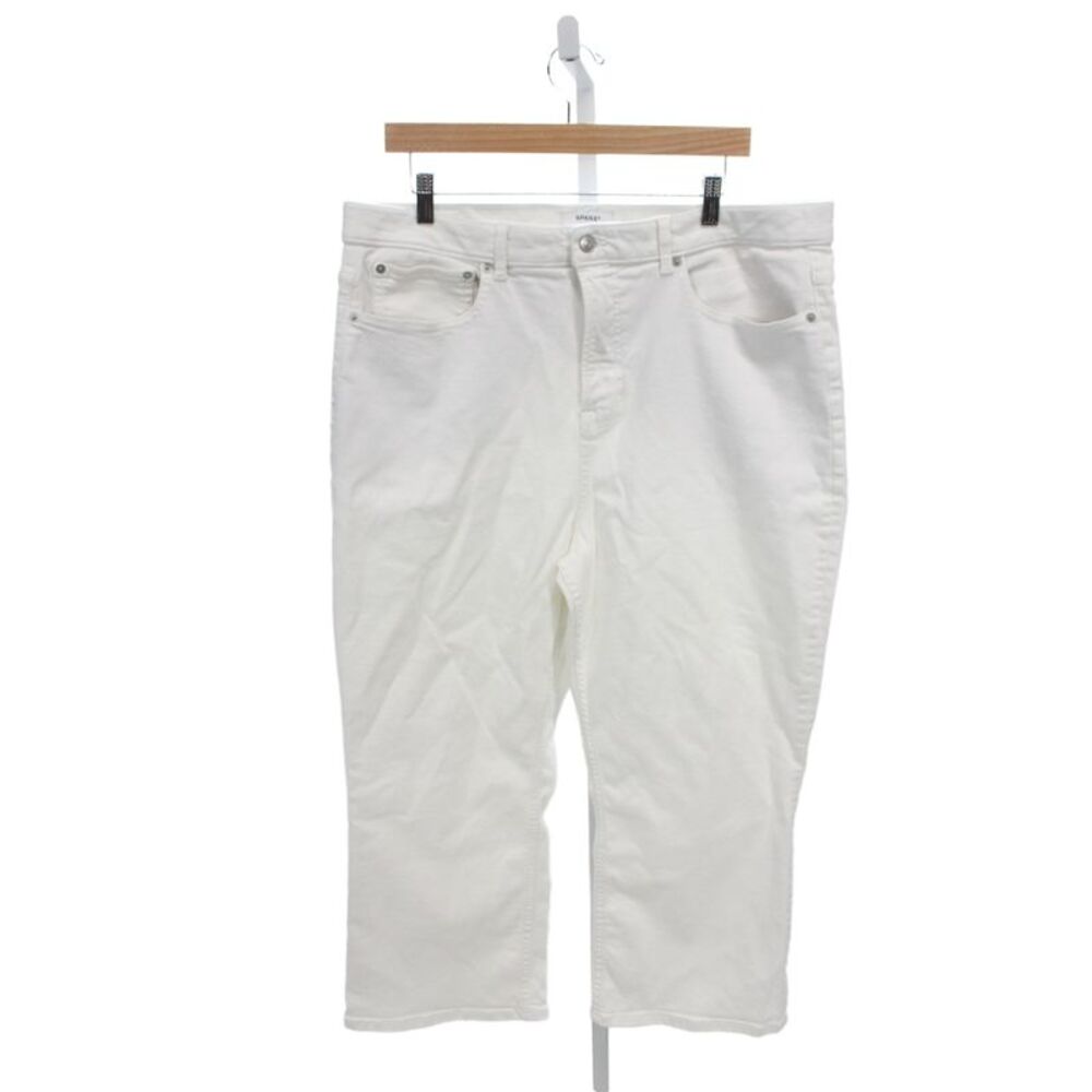 Spanx Womens Cropped White High Rise Pants Plus Size 20